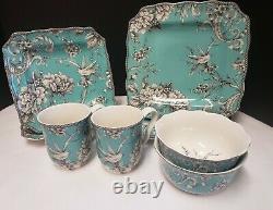 222 Fifth ADELAIDE TURQUOISE Set of 8 Pieces Service for TWO EUC