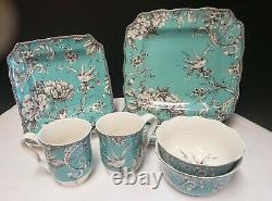 222 Fifth ADELAIDE TURQUOISE Set of 8 Pieces Service for TWO EUC