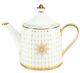 26 Fl Oz White Imperial Porcelain Brewing Teapot Lomonosov Russian Azure Gold