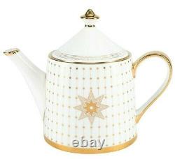 26 fl oz White Imperial Porcelain Brewing Teapot Lomonosov Russian AZURE GOLD
