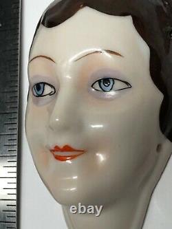 3 Antique German Porcelain Half 1/2 Doll Flat Face Art Deco Flapper Brunette #X