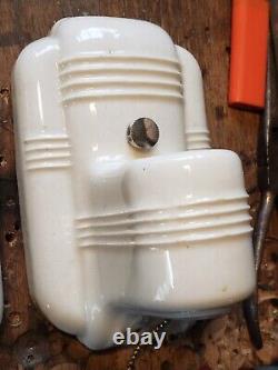 3 Vintage Wall Fixture Light? REWIRED? Art Deco Porcelain Pull Chain Sconce