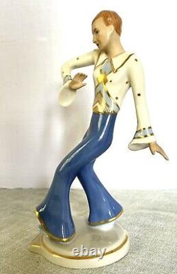 30s Art Deco Vintage Dux Czech Porcelain Elegant Dancing Man Figurine 8 tall