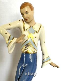 30s Art Deco Vintage Dux Czech Porcelain Elegant Dancing Man Figurine 8 tall