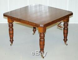 4 6 Person Victorian Mahogany Wind Out Dining Table With Porcelain Castors