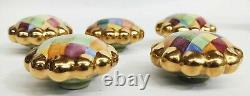 5 Mackenzie Childs Harlequin Handpainted Pottery Drawer Pulls / Knobs