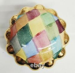 5 Mackenzie Childs Harlequin Handpainted Pottery Drawer Pulls / Knobs