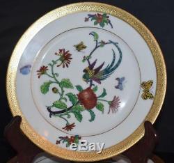 6 Rosenthal Pickard Art Deco Bird of Paradise China Salad Plates with Gold Border
