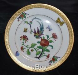 6 Rosenthal Pickard Art Deco Bird of Paradise China Salad Plates with Gold Border