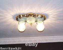 627 Vintag 40s Ceiling Light Lamp Fixture bath hall porclain Porcelier