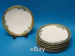 6x ART DECO JEAN POUYAT J. P. LIMOGES PLATES HAND PAINTED with GILT WORK RARE