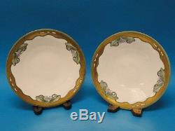 6x ART DECO JEAN POUYAT J. P. LIMOGES PLATES HAND PAINTED with GILT WORK RARE