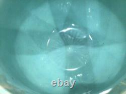 9 -10 x 7.5 Aqua Green MCCoy Quilted Jardiniere Planter Pot Floral Bow Leaves