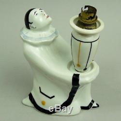 A Decorative Limoges Art Deco Figural Porcelain Pierrot Lamp Signed Elté C. 1930