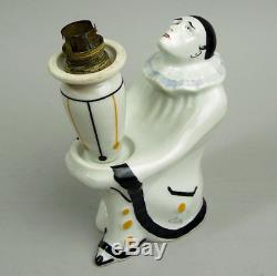 A Decorative Limoges Art Deco Figural Porcelain Pierrot Lamp Signed Elté C. 1930