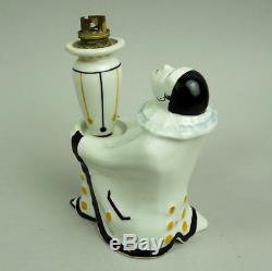 A Decorative Limoges Art Deco Figural Porcelain Pierrot Lamp Signed Elté C. 1930