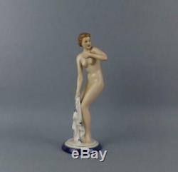 A Exquisite Art Deco Porcelain Royal Dux Large Figurine of Nude Lady