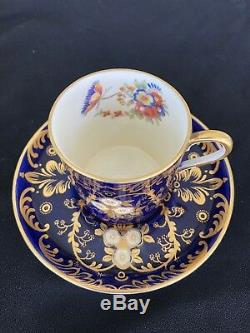 A Rare Aynsley Royalty Cup & Saucer Cobalt Blue Gold Roses Art Deco Demitasse