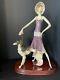 A. Santini Vintage Figurine Art Deco Lady With Borzoi Dog 19 Hight