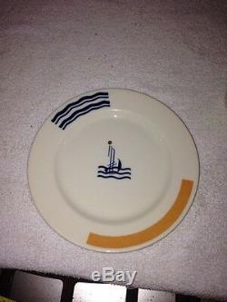 A very rare Art Deco SS Leviathan Club demitasse cup & dessert plate Syracuse