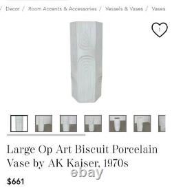 AK Kaiser Original 70s OP Art Biscuit Porcelain Vase Germany Art Deco MINT RARE