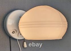 ALABAX 1930s Art Deco White Porcelain Sconce & Opal Glass Shade, Rewired