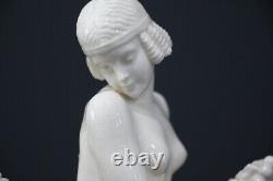 ANIQUE 1920s Art Deco German Porcelain Nude with Faun h 30.5 cm