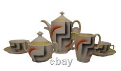 ANTIQUE ART DECO BAUHAUS PORCELAIN COFFEE TEA SET 1930s REGOUT MAASTRICHT