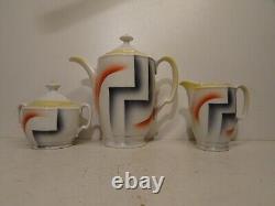 ANTIQUE ART DECO BAUHAUS PORCELAIN COFFEE TEA SET 1930s REGOUT MAASTRICHT