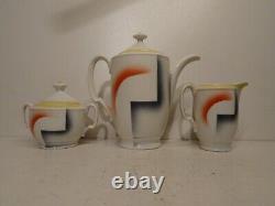 ANTIQUE ART DECO BAUHAUS PORCELAIN COFFEE TEA SET 1930s REGOUT MAASTRICHT