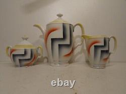 ANTIQUE ART DECO BAUHAUS PORCELAIN COFFEE TEA SET 1930s REGOUT MAASTRICHT