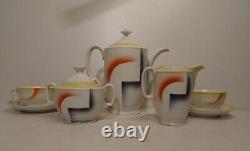 ANTIQUE ART DECO BAUHAUS PORCELAIN COFFEE TEA SET 1930s REGOUT MAASTRICHT