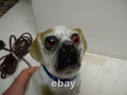 ANTIQUE ART DECO ORIGINAL PORCELAIN DOG LAMP WITH LIGHT UP EYES 1920s