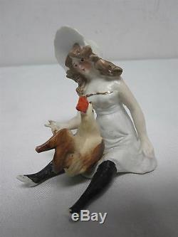 ANTIQUE GERMAN BISQUE SCHAFER & VATER NAUGHTY LADY w COCK A DOODLE DO IN LEGS