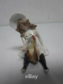 ANTIQUE GERMAN BISQUE SCHAFER & VATER NAUGHTY LADY w COCK A DOODLE DO IN LEGS