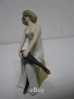 ANTIQUE GERMAN BISQUE SCHAFER & VATER SEXY WOMAN with BLACK STOCKINGS 5 1/8
