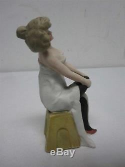 ANTIQUE GERMAN BISQUE SCHAFER & VATER SEXY WOMAN with BLACK STOCKINGS 5 1/8