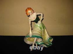 ANTIQUE PORTUGUESE ART DECO POTTERY PORCELAIN WOMEN DANCER FIGURE FIGURINE 1930s