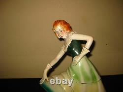 ANTIQUE PORTUGUESE ART DECO POTTERY PORCELAIN WOMEN DANCER FIGURE FIGURINE 1930s