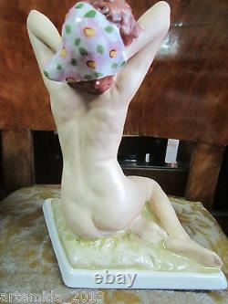 ANTIQUE VERY RARE Royal Dux Porcelain Sculpture Nude Woman Art Deco 1920s
