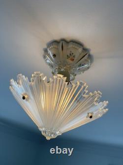 ANTIQUE VINTAGE ART DECO CEILING CHANDELIER Light Fixture Porcelain PORCELIER