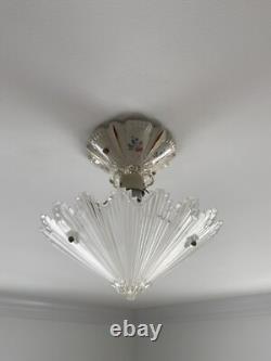 ANTIQUE VINTAGE ART DECO CEILING CHANDELIER Light Fixture Porcelain PORCELIER