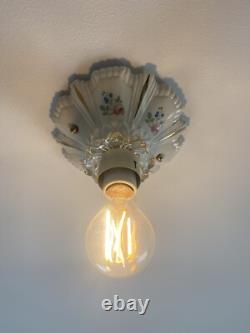 ANTIQUE VINTAGE ART DECO CEILING CHANDELIER Light Fixture Porcelain PORCELIER