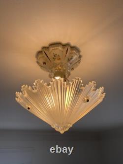ANTIQUE VINTAGE ART DECO CEILING CHANDELIER Light Fixture Porcelain PORCELIER