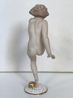 ART DECO HUTSCHENREUTHER-ROSENTHAL FIGURINE NUDE GIRL BALANCE C. WERNER ca. 1955