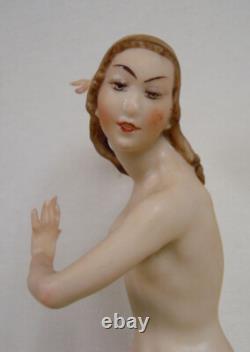 ART DECO HUTSCHENREUTHER-ROSENTHAL Porcelaine Nude Girl Dancer Figurine C. WERNER