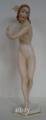 ART DECO HUTSCHENREUTHER-ROSENTHAL Porcelaine Nude Girl Dancer Figurine C. WERNER