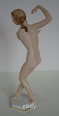 ART DECO HUTSCHENREUTHER-ROSENTHAL Porcelaine Nude Girl Dancer Figurine C. WERNER
