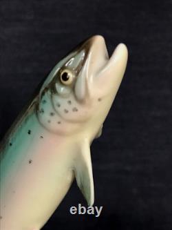 ART DECO Hutschenreuther-Rosenthal Porcelain SEA TROUT SEWIN FISH FIGURINE 1955