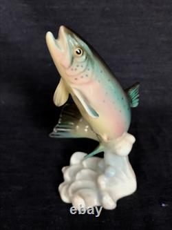 ART DECO Hutschenreuther-Rosenthal Porcelain SEA TROUT SEWIN FISH FIGURINE 1955